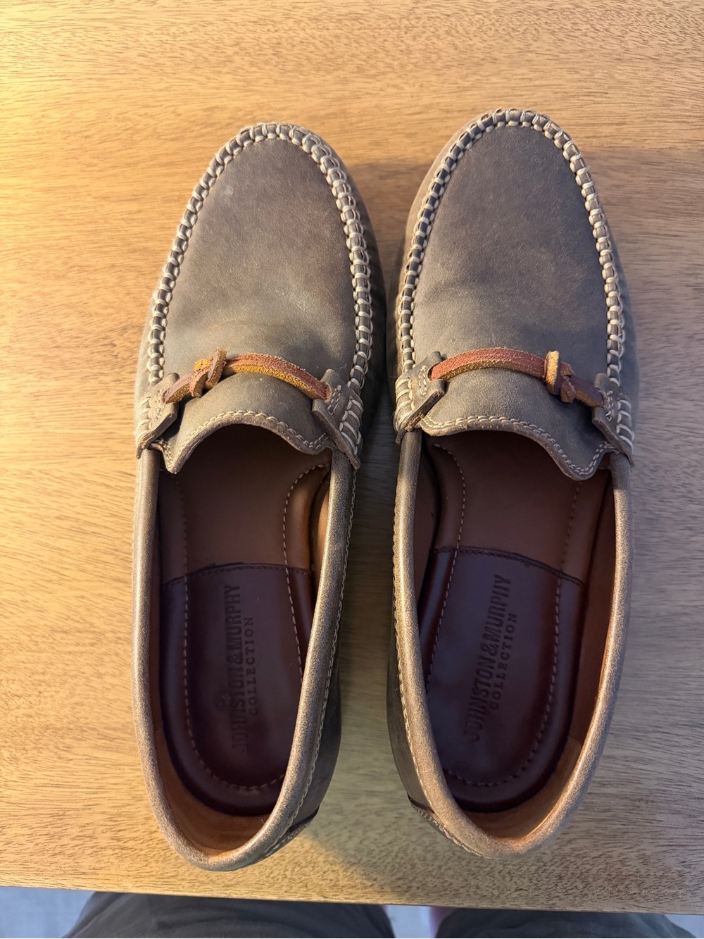 Johnston & Murphy brown Suede Loafers with Brown Baldwin Leather Bit- Men 8.5